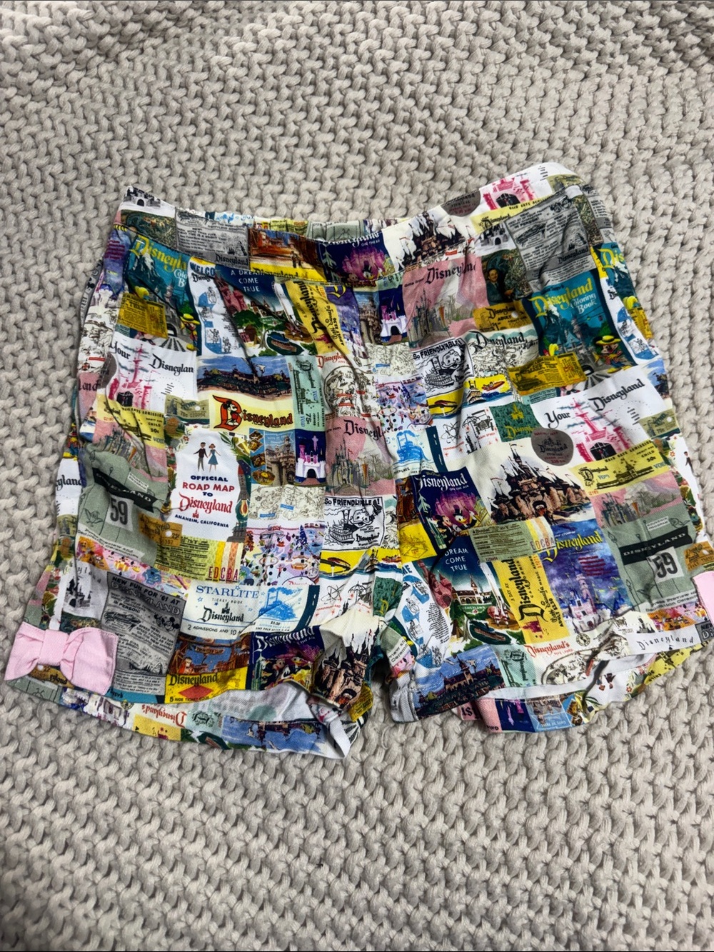 Vintage-Inspired Multicolor Patchwork Women’s Skort with Pink Bow